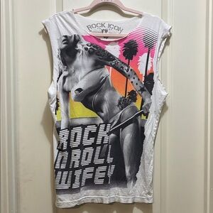 Women's Rock n Roll Wifey medium Muscle Tee